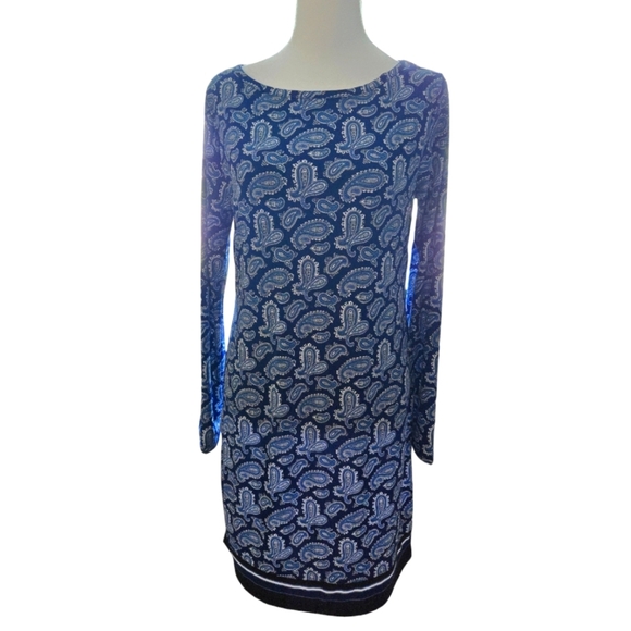 MICHAEL Michael Kors Dresses & Skirts - Michael Kors Paisley Print Shift Dress Stretch Navy Size Medium NWT